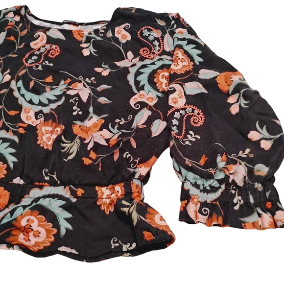 MEDICINE | 70's Floral Print Cinched Waist Women's Blouse | Size Medium - Picture 4 of 9